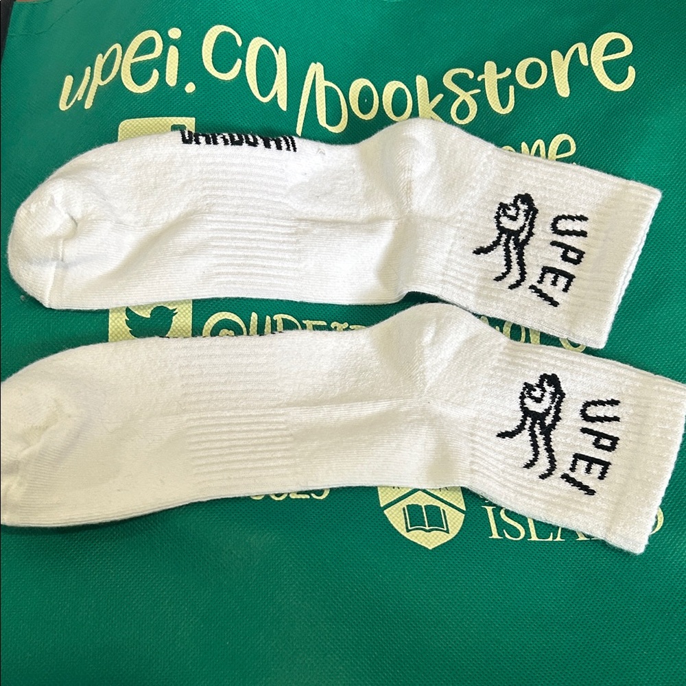 UPEI PANTHERS LOW CUT WHITE SOCKS